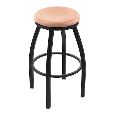 Holland Bar Stool Co 25" Swivel Counter Stool, Black Wrinkle, Nat Oak Seat 80225BWNatOak